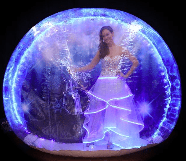 Cellist in a snowglobe